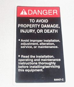 Picture of LABEL, DANGER, INJURY OR DEATH